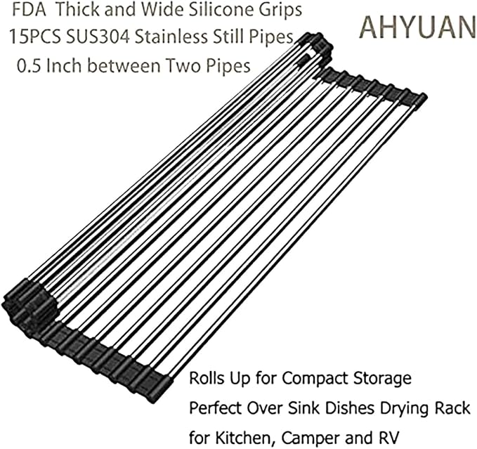 Ahyuan Roll up Dish Drying Rack Over The Sink Kitchen Roll up Sink Drying Rack - Image 8