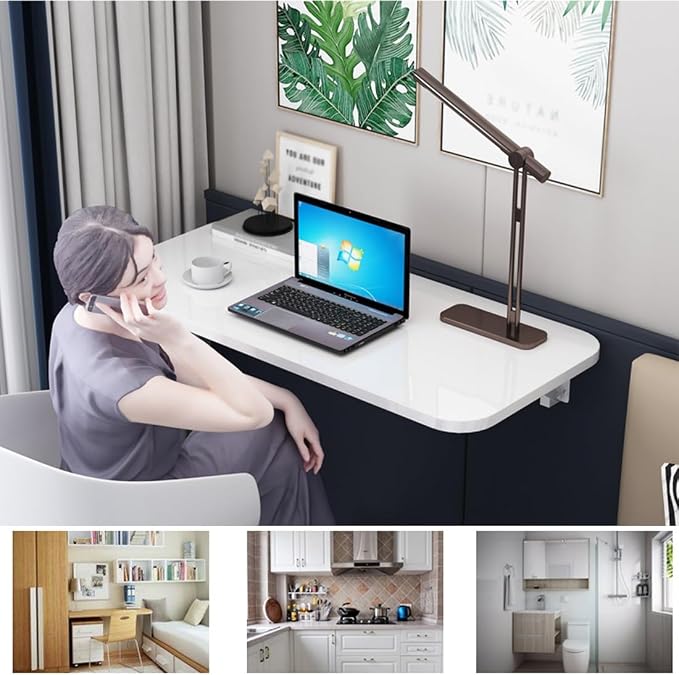 Laundry Floating Folding Table, Wood Wall Mounted Table, Bracket Heavy Duty - Image 4