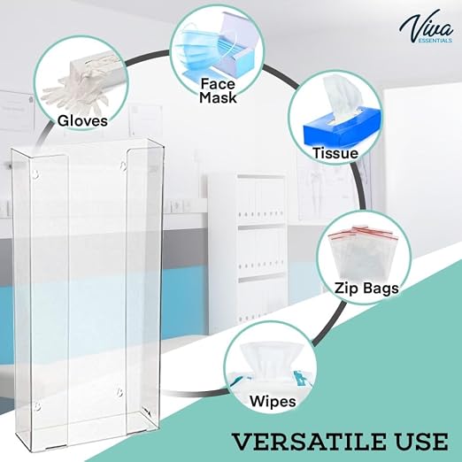 AdirMed VivaEssentials Quad Glove Box Holder, Wall Mount or Free Standing Clear - Image 9