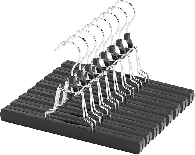 AMKUFO 12 Pack Black Wooden Pants Hangers by AMKUFO