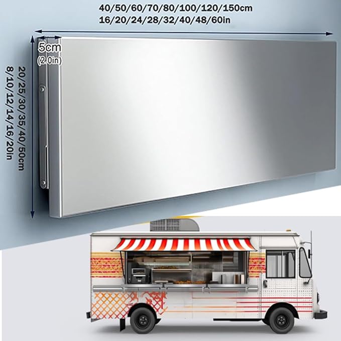 Folding Concession Shelf Stainless Steel Wall Table 24" 36" 40" Floating - Image 3