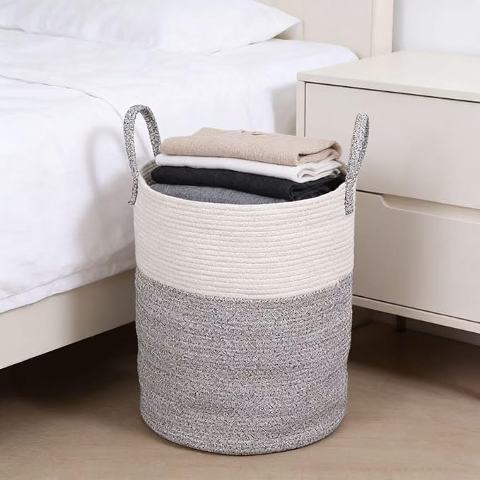 Laundry Basket, Woven Cotton Rope Laundry Hamper, 60L - Image 5