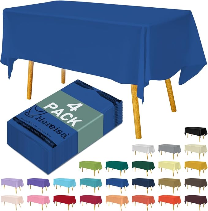 Disposable Plastic Tablecloth 54x108 Inch Rectangle by Hereisa