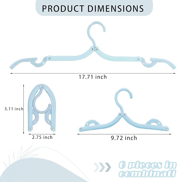 6PCS Portable Folding Clothes Hangers Clothes Drying Rack - Image 2