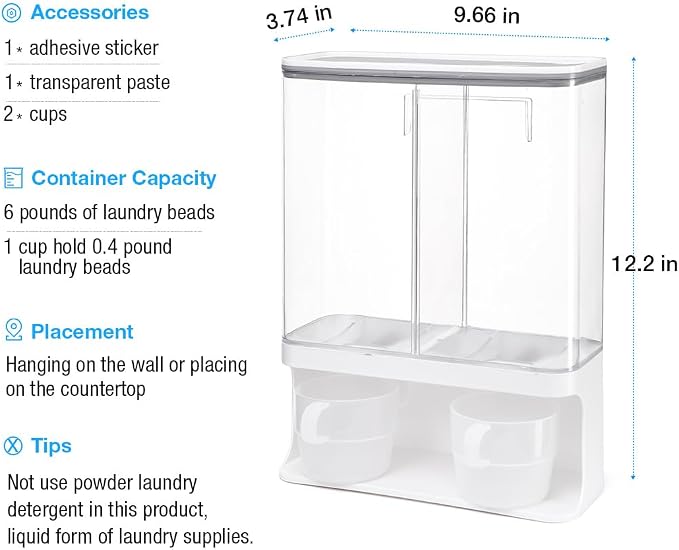Laundry Detergent Dispenser, Wall Mounted Laundry Scent Boosters Beads Dispenser - Image 6