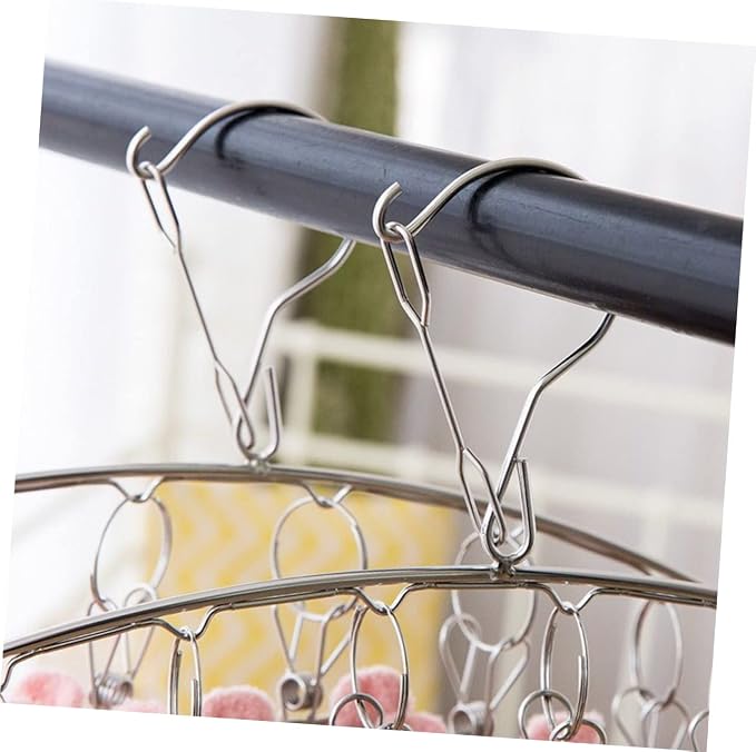 PRETYZOOM 2pcs Practical Stainless Steel Laundry Drying Hanger Clips - Image 9
