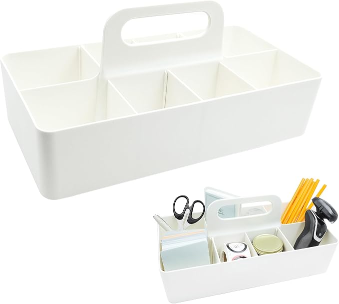 New Plastic Portable Makeup Organizer Caddy Tote Divided Basket Bin by GSHYMXT