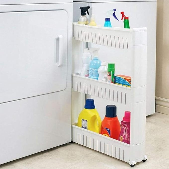 Modern Home Narrow Sliding Storage Organizer Rack by OnDisplay