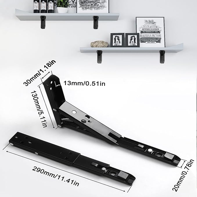 Folding Shelf Brackets Hinges 2 Pcs, Drop Leaf Hinges, Wall Drop Leaf Table - Image 5