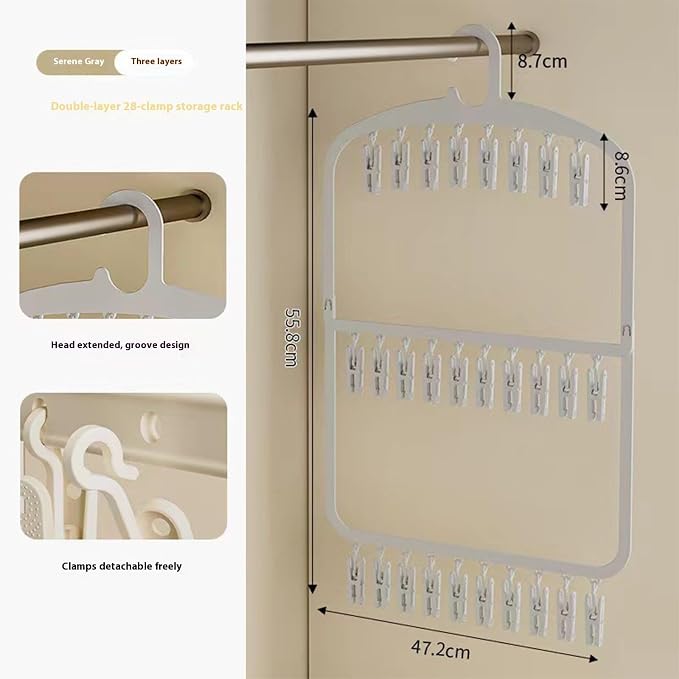 Heavy Duty Garment Hanger with Secure Grips Technology Foldable Multiple Hook - Image 4