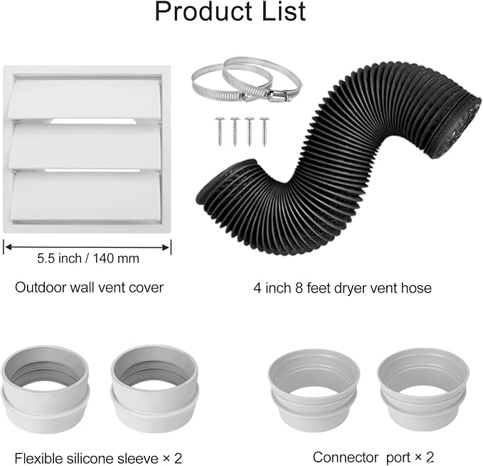 Upgraded 3 in 1 Dryer Vent Kit, include 8 feet Dryer Vent Hose - Image 8