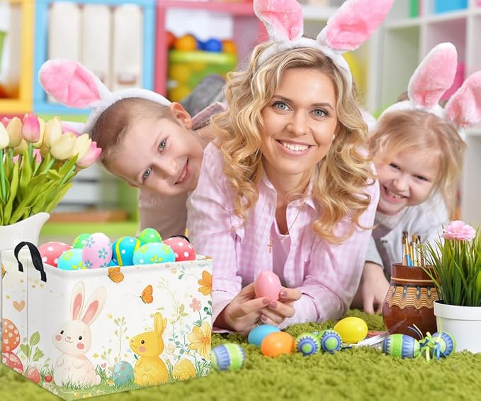 HIYAGON Rectangular Easter Gift Basket Kids Storage Basket - Image 4