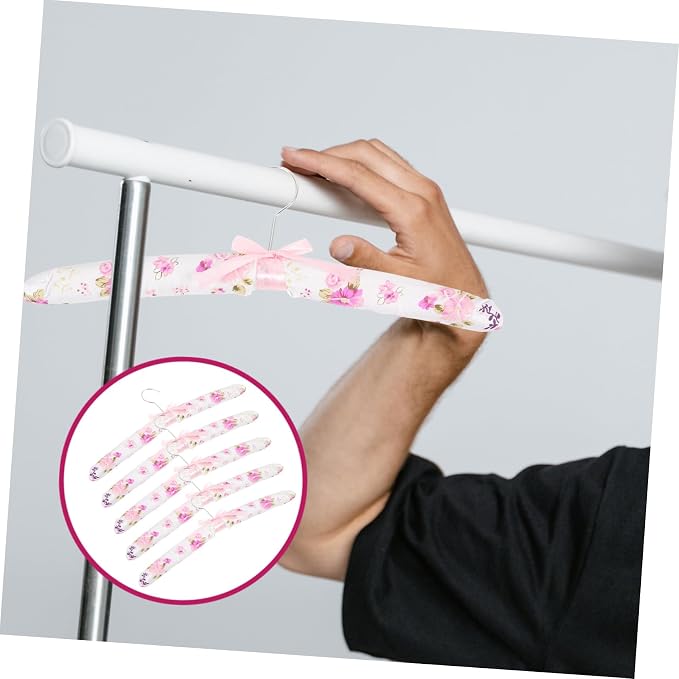 5pcs Slip Laundry Hangers Bulk Clothes Hangers Sponge Padding Elegant Design - Image 4