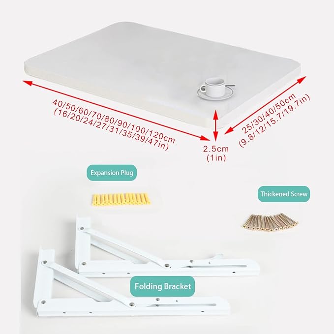 Wall Mounted Folding Table for Kitchen, Wood Wall Mounted Table, Bracket Heavy - Image 2