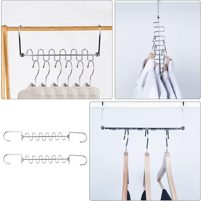 2pcs Convenient Clothing Drying Rack Multi-Hole Hangers Storage Shelf Suitable - Image 5