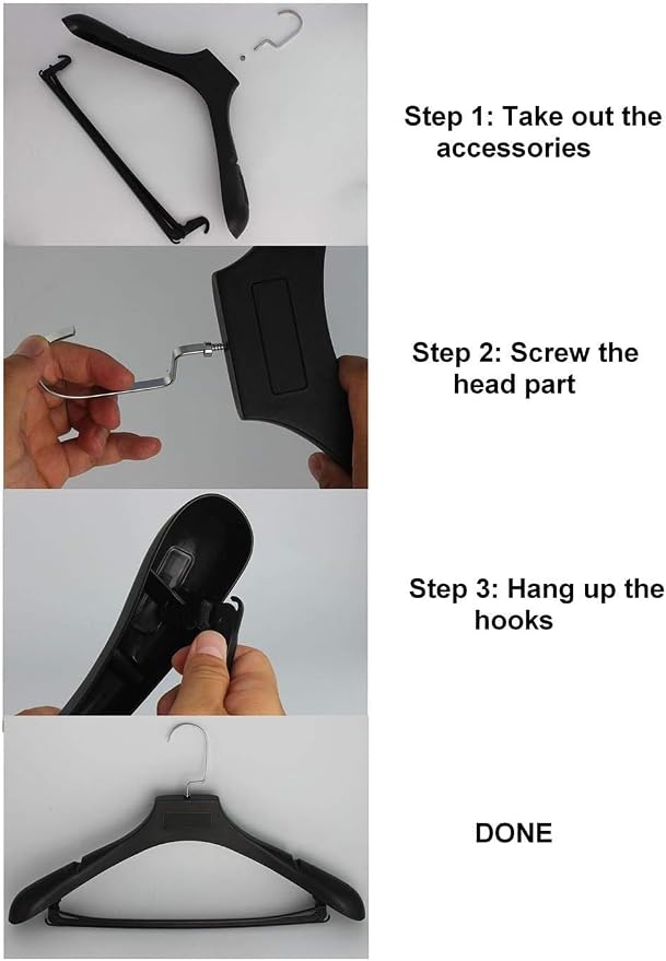 Plastic Extra Wide Suit Hangers, Width: 17.7", Notched Shoulders & Metal Hooks - Image 7