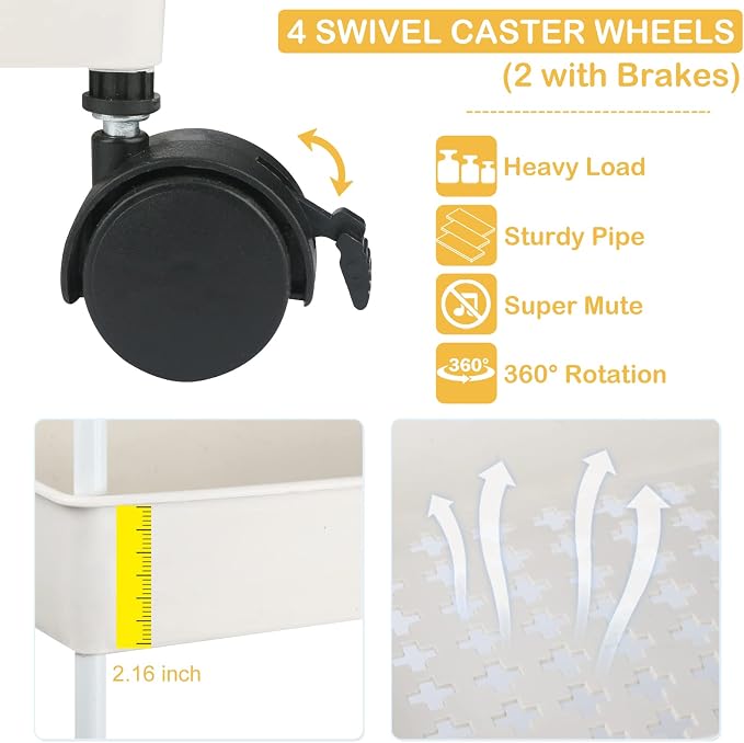 Baby Diaper Caddy, Plastic Movable Cart - Image 5