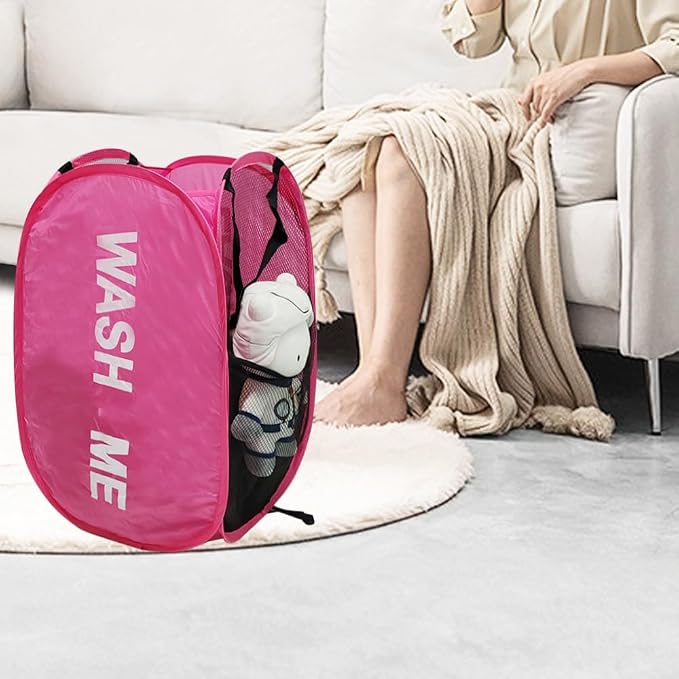 2 Pack Mesh Pop Up Laundry Hamper Collapsible Laundry Basket - Image 7