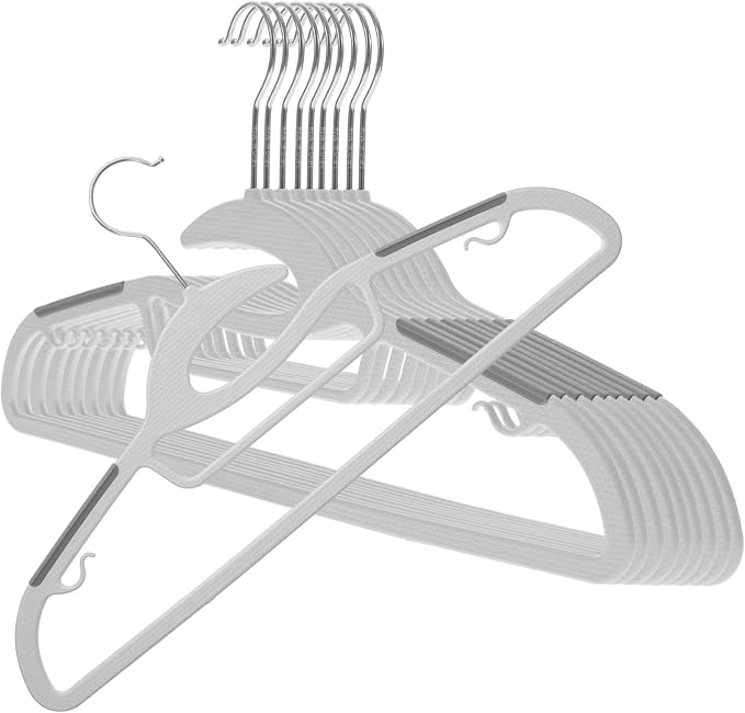 10pcs Extra Wide Space Saving Hangers Heavy Duty Plastic Clothes Hangers by BUGUUYO
