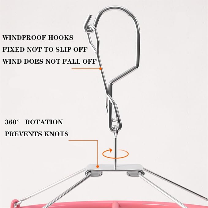 Round Drying Rack, Windproof Hook, Aluminum Drip Drying Hanger - Image 3