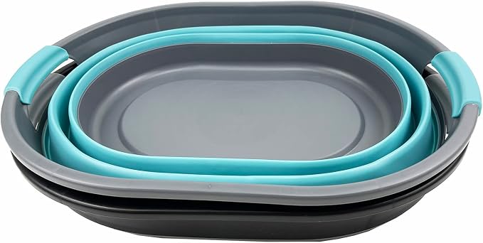 SAMMSAMMART 28L Set of 2 Oval Collapsible Plastic Laundry Basket - Image 4