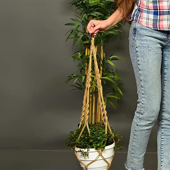 LINXIU Macrame Plant Hangers Jute Plant Hanger Indoor Hanging Plants Holders - Image 4