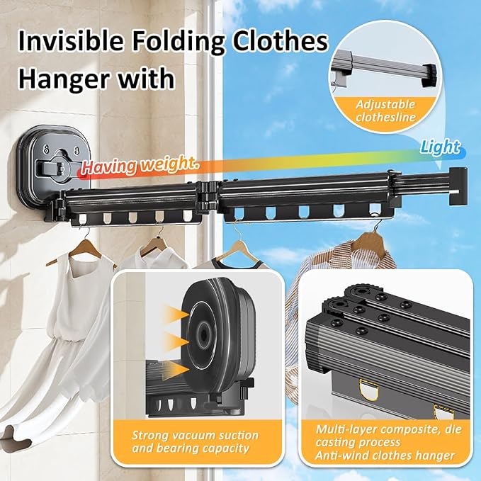 Foldable Wall Mounted Laundry Clothes Drying Rack, Space Saving Laundry Drying - Image 4