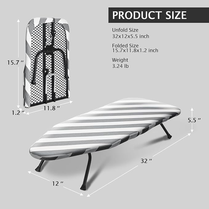 SheeChung Small Ironing Board 12"x32" Foldable Ironing Board - Image 2