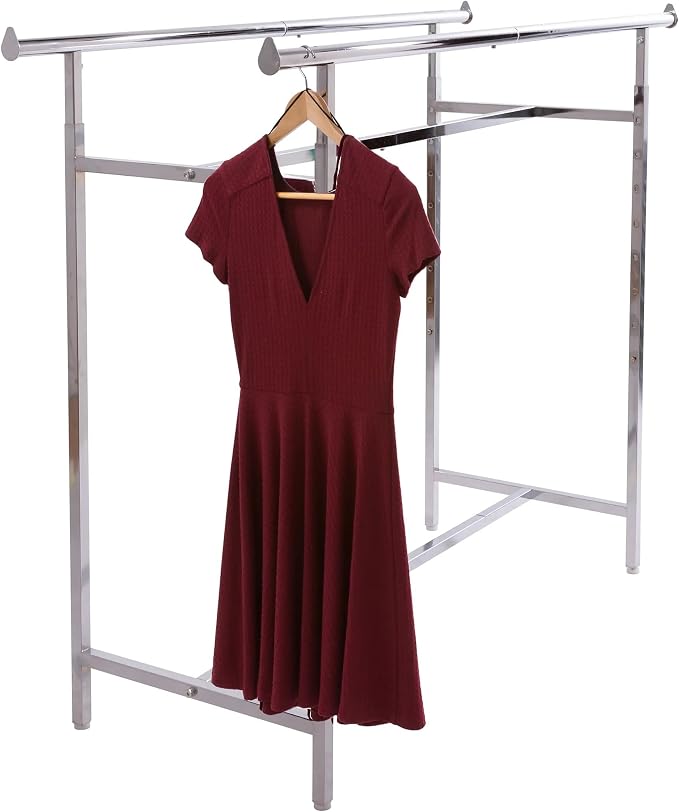 Econoco - Adjustable Double Bar Rectangular Hangrail Rack in Chrome - Image 3
