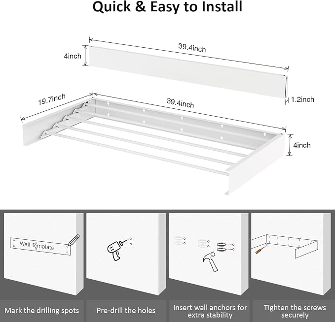 Laundry Drying Rack Collapsible, Wall Mounted Clothes Drying Rack, Space Saving - Image 2