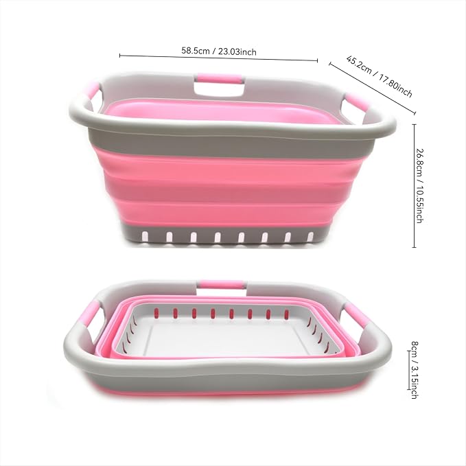 SAMMART 41L Collapsible 3 Handled Plastic Laundry Basket - Image 3