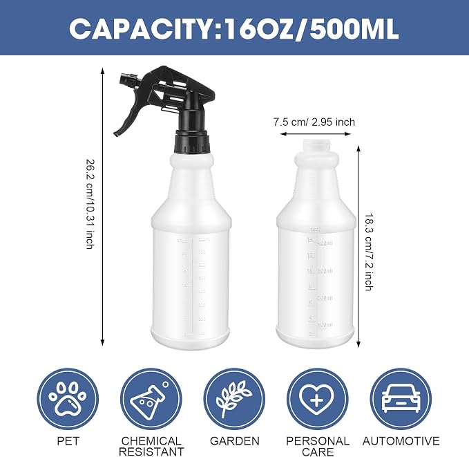 10 Pack Spray Bottles 16 oz Empty Water Spray Bottles - Image 2