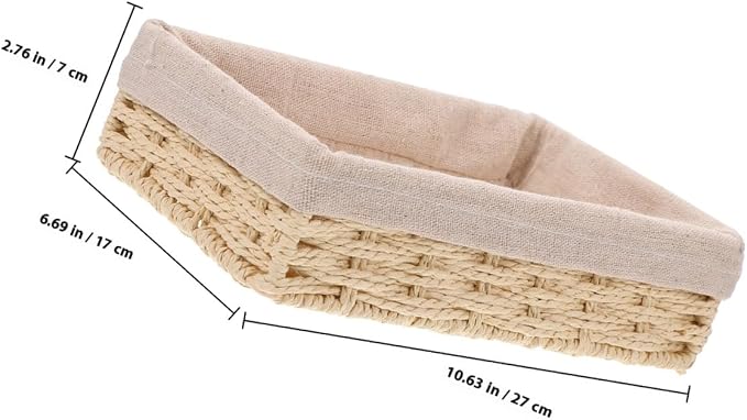 Unomor 1pc Rural Style Storage Basket Handmade Desktop Glove Box Alternative - Image 2