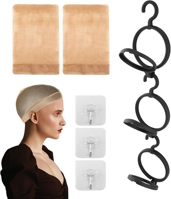 iayokocc 3 Pack Hanging Wig Stand Set, Foldable Hanging Wig Hanger Holder - Image 8
