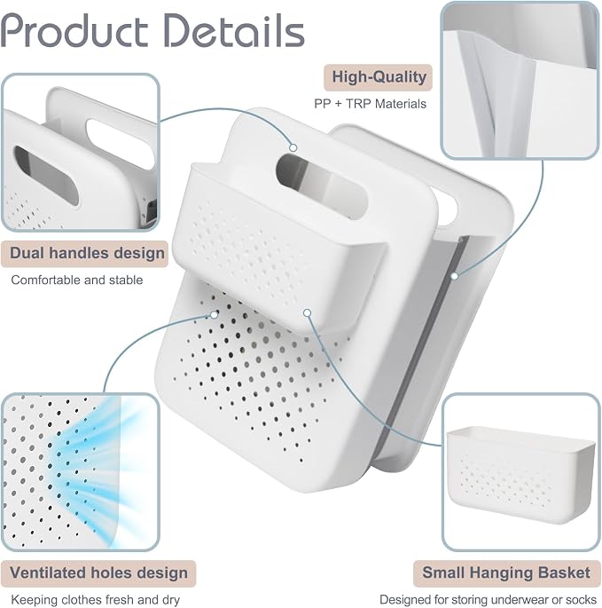 Small Collapsible Laundry Basket, Space-Saving Wall-Mounted Hamper - Image 3