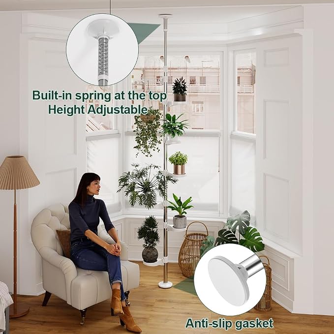 Hershii 7-Layer Tension Pole Plant Stand Indoor Decorative Display Rack Stands - Image 3