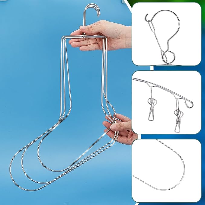 AHANDMAKER 7Pcs Sock Blockers and Laundry Drying Hanger Rack Stainless Steel - Image 3