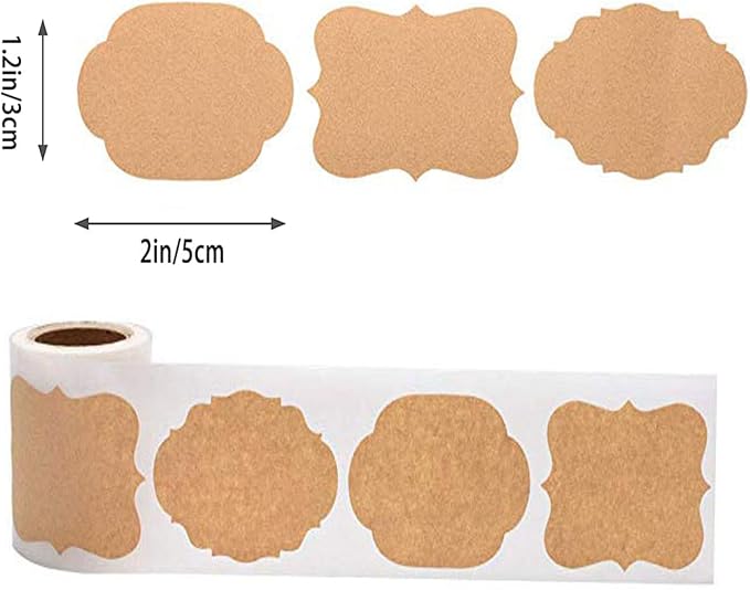 300PCS Canning Labels Name Tags Stickers, Kraft Paper Gift Tags Blank - Image 2