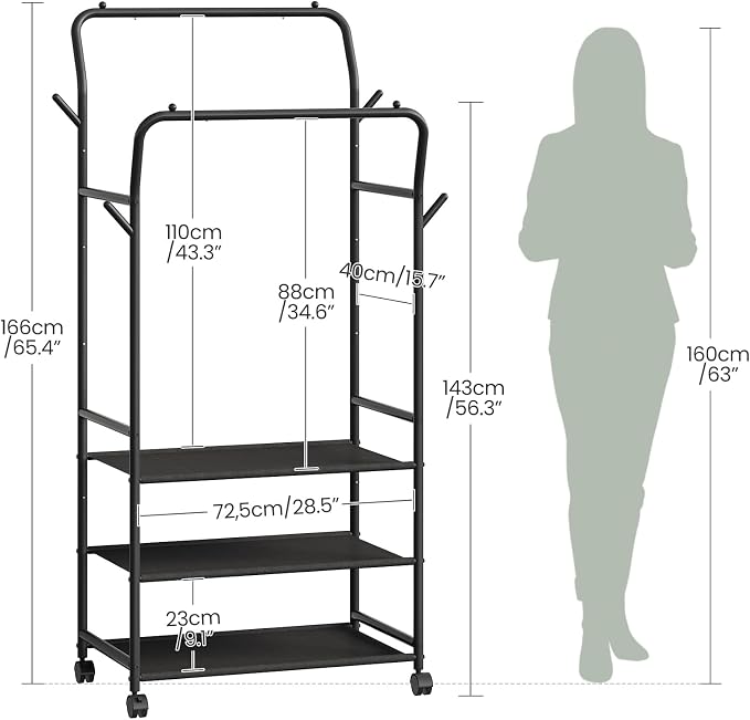 Clothes Racks for Hanging Clothes, Rolling Garment Rack, Clothing Rack - Image 7