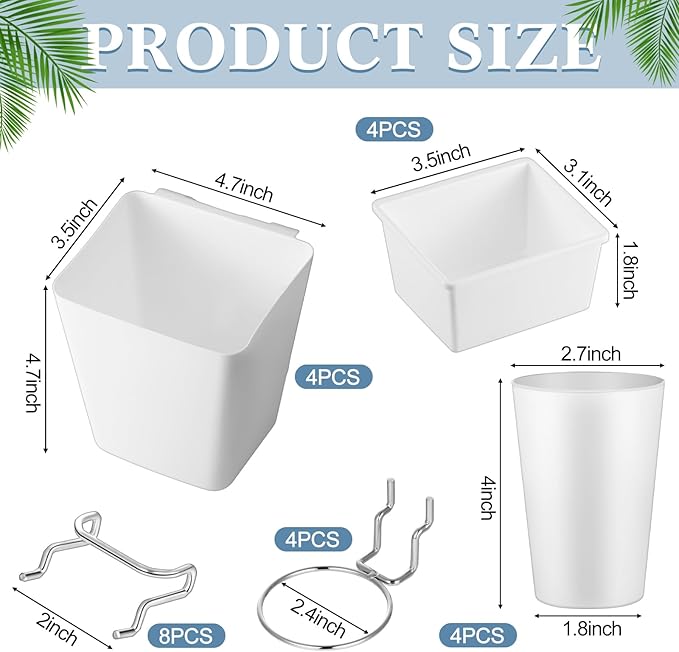 Jinei 12 Pcs Pegboard Bins and Cups - Image 2