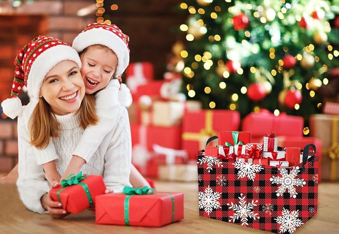 Rectangular Christmas Baskets, Snowflakes Basket Empty, Waterproof PE Coating - Image 5