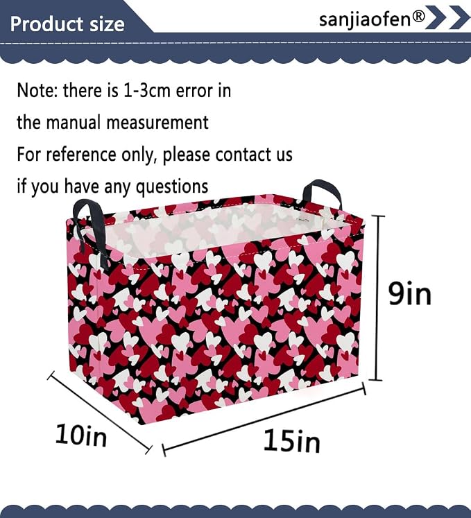 Sanjiaofeng Rectangular Valentine's Day Basket Love Storage Bins, Girls Storage - Image 3