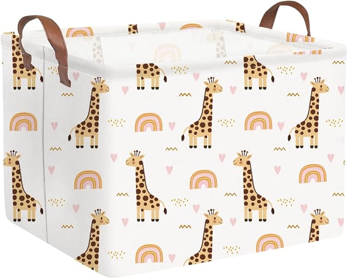 FXOLCSHE Rectangular Giraffe Basket, Waterproof foldable nursery laundry basket by FXOCSHE