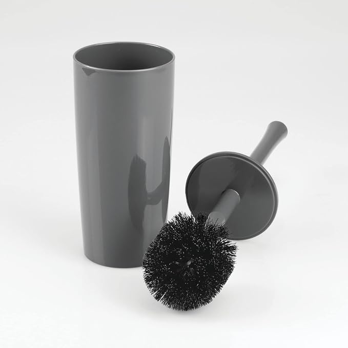 mDesign Slim Plastic Toilet Bowl Brush and Holder Set, Modern Compact Storage - Image 6
