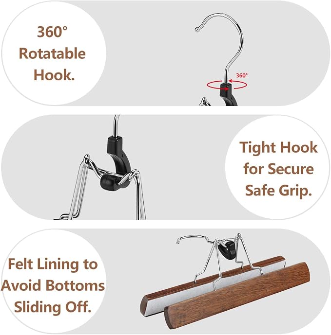 AMKUFO 12 Pack Wooden Pants Hangers - Image 4