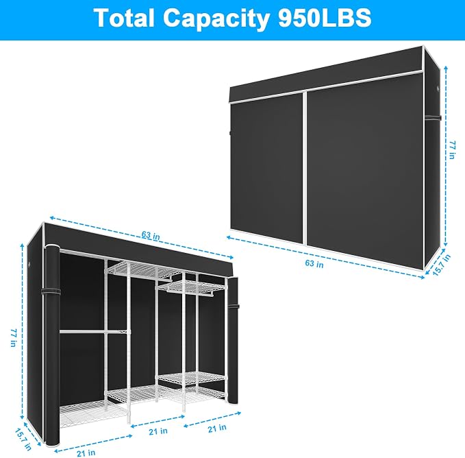 Ulif E13C Heavy Duty Closet Organizer System，Freestanding Clothing Racks - Image 2