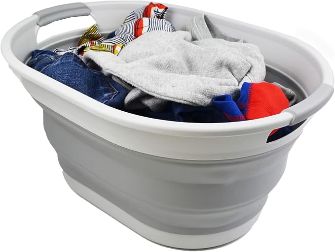 SAMMART 28L Oval Collapsible Plastic Laundry Basket - Image 5