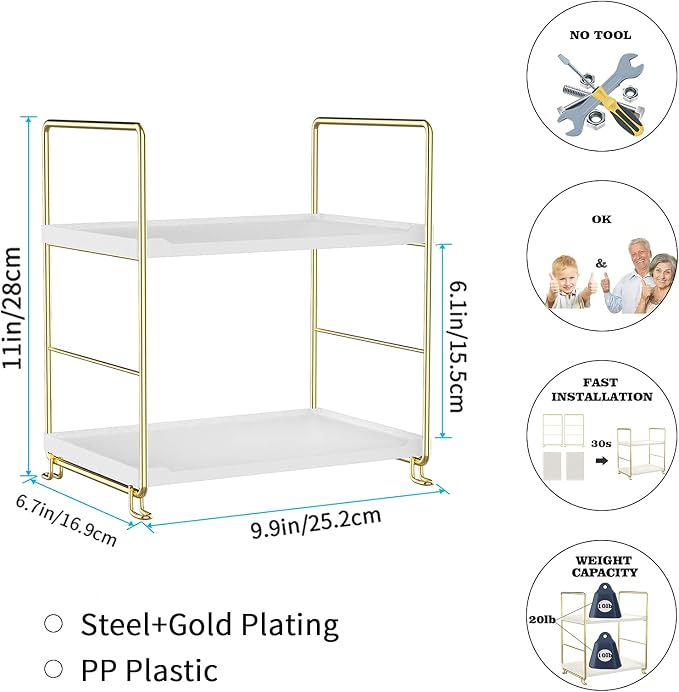 2-Tier Bathroom Countertop Organizer Perfume Organizer Makeup Shelf Bedroom - Image 2