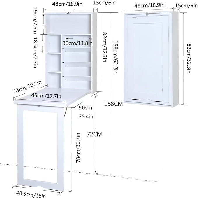 Space Saving Wall Mounted Folding Table, Wall Mounted Desk, Folding Wall Desk - Image 2
