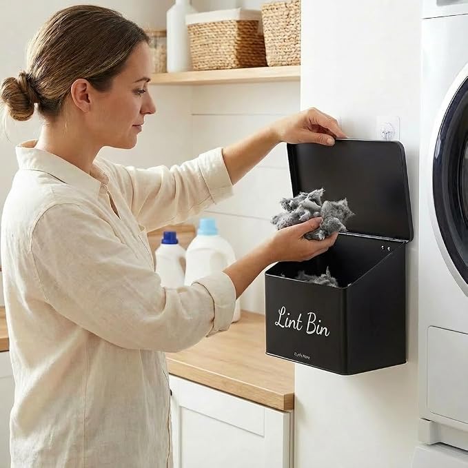 Metal Magnetic Lint Bin With Lid - Image 5